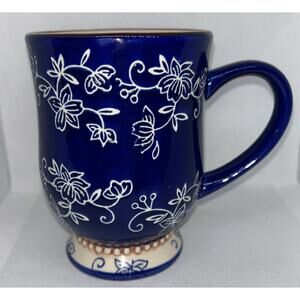 Temptations Old World Blue Floral Lace Coffee Mug Tea Cup